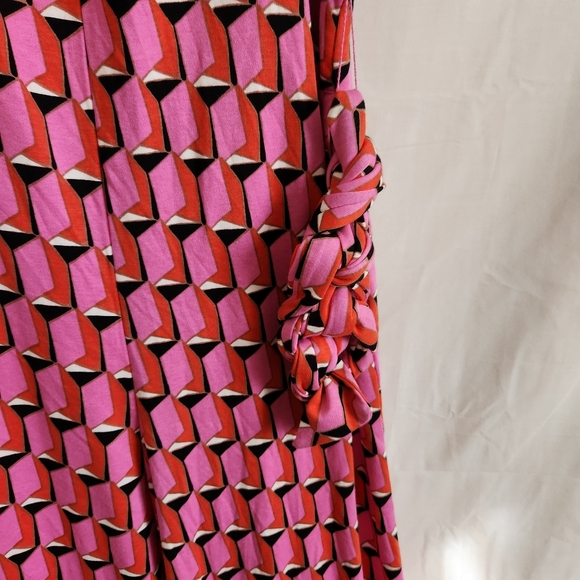 Diane von furstenberg halter jumsuit hippy geometric 70s print sz xs pink blk - Picture 5 of 9